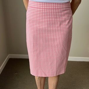 JCrew pink & white pencil skirt